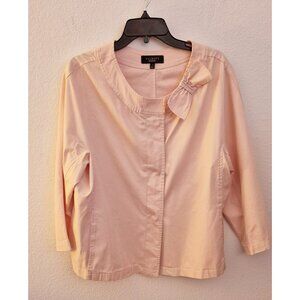 Talbots Pink A-Line Cotton Blend Snap Front Jacket with Bow, Pockets Size 20 EUC